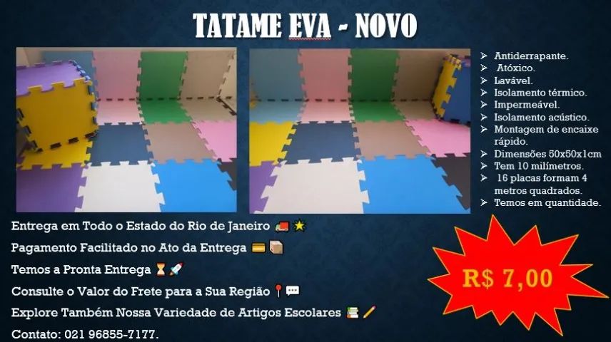 TATAME EVA (COLORIDO E PRETO) - NOVO.