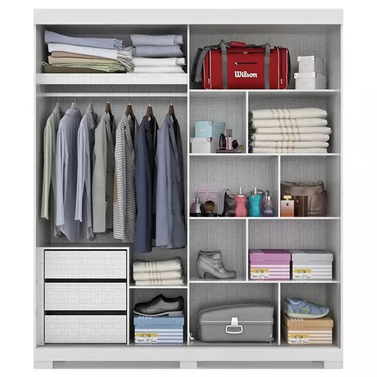 Roupeiro c/Espelho 2 Portas 3 Gavetas MDF Larg. 1.80m Branco rf55 - Foto 2