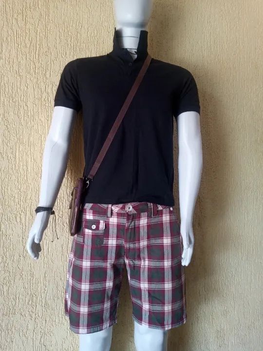 Bermuda Masculina Xadrez Zara - Foto 4