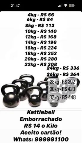 Kettlebell Emborrachado R$ 14 o KG