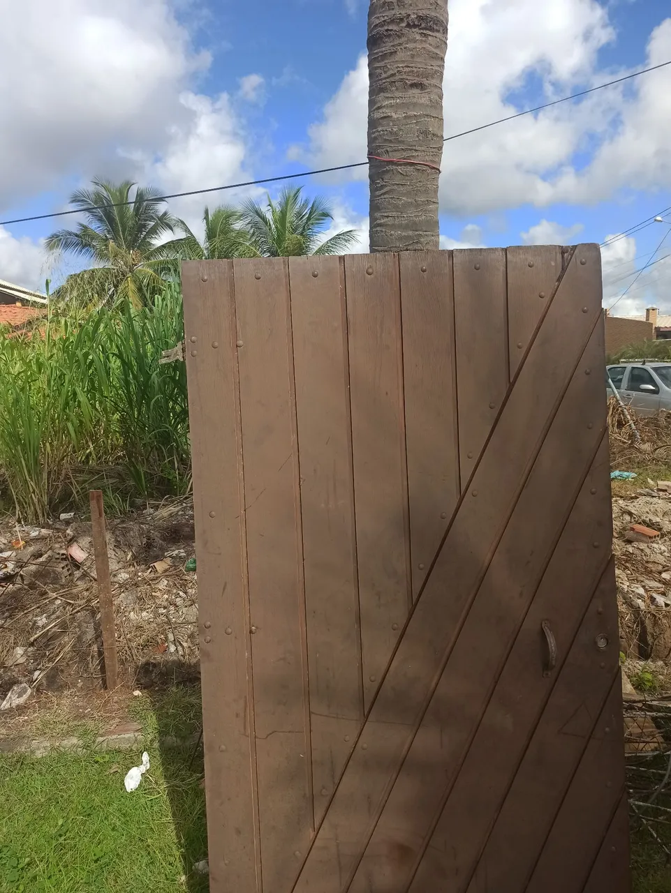 Porta de madeira maciça para área externa