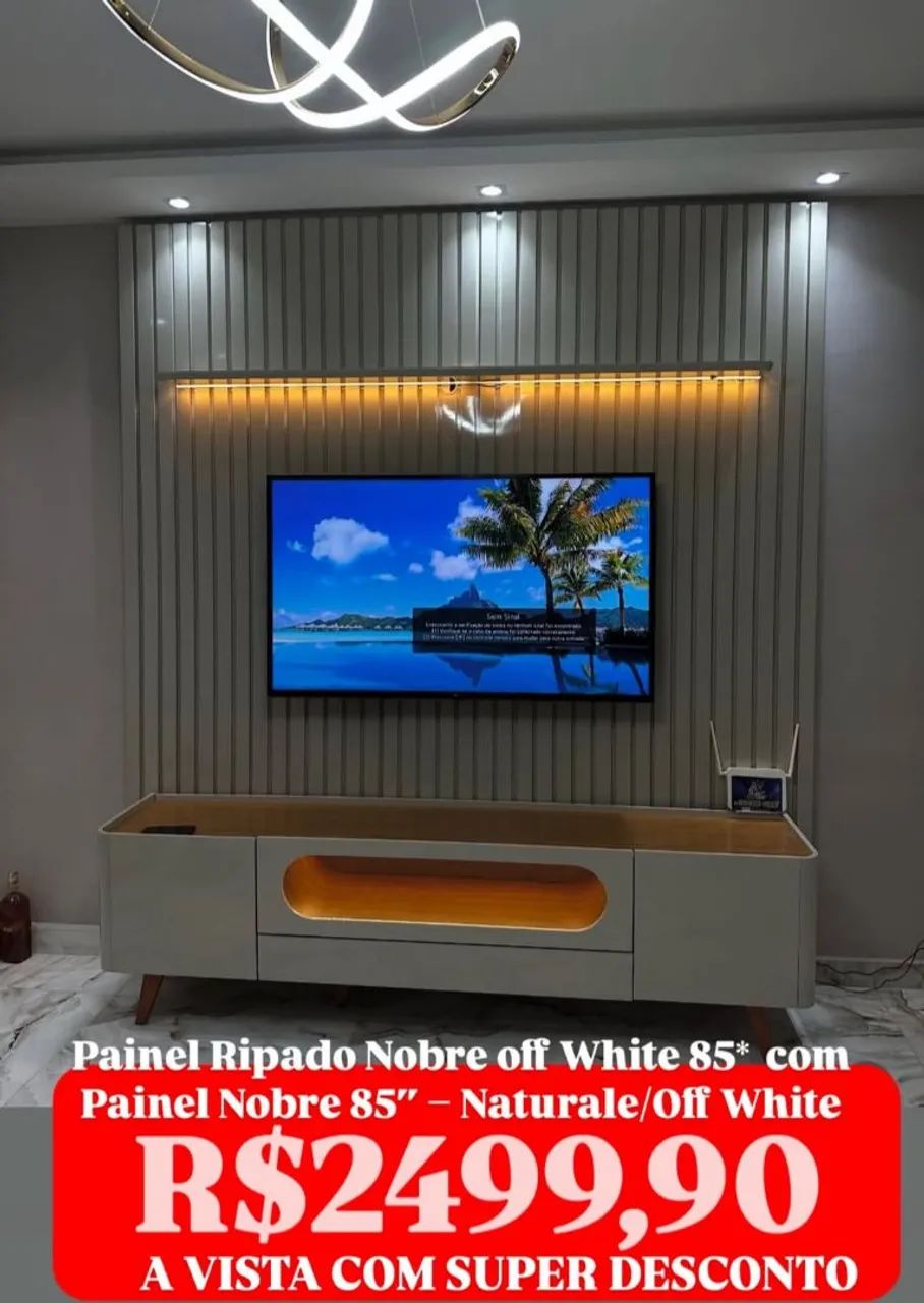 Painel Ripado Nobre + Painel Nobre 85"64169308827905120