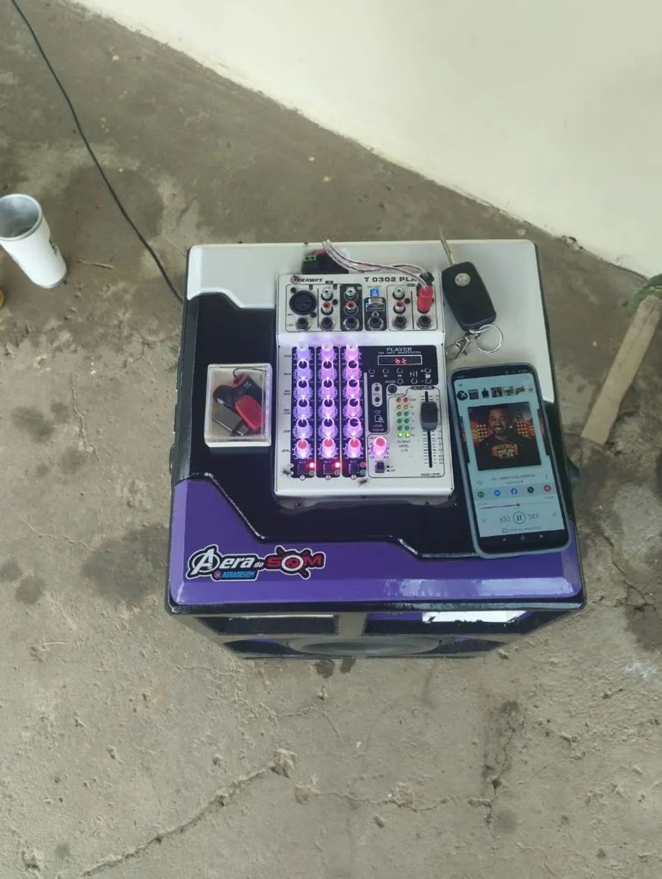 Caixa de som completa com mesa de som e subwoofer - Foto 3