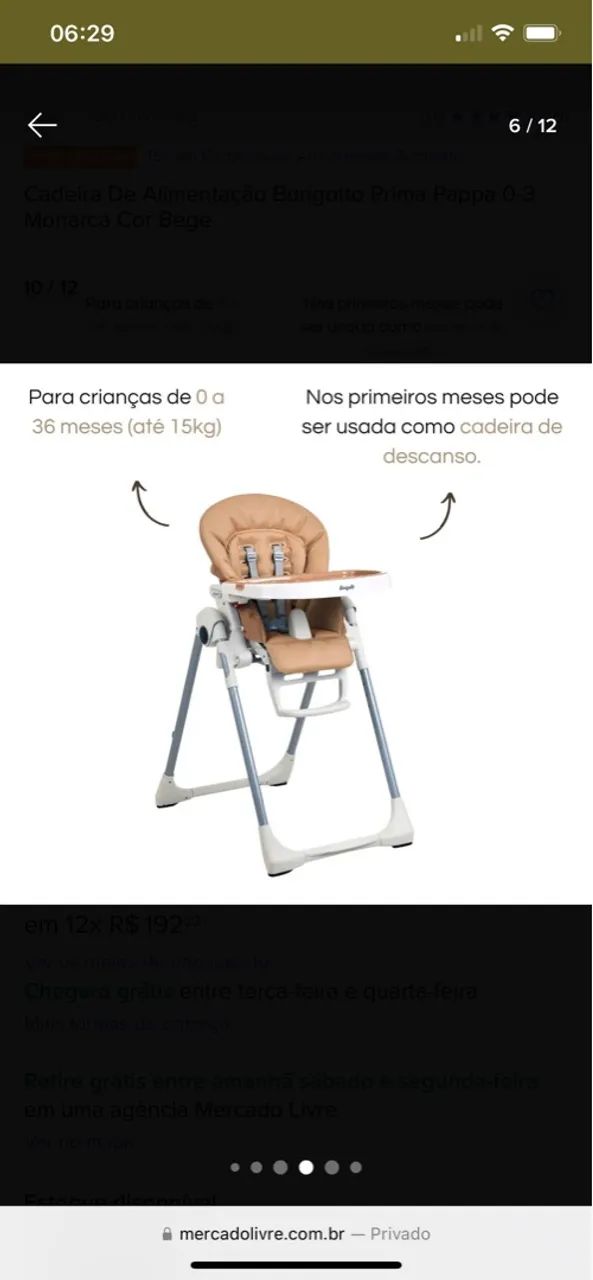 Cadeira de Alimentação Burigotto Prima Pappa 0-3 Monarca Bege - Foto 5