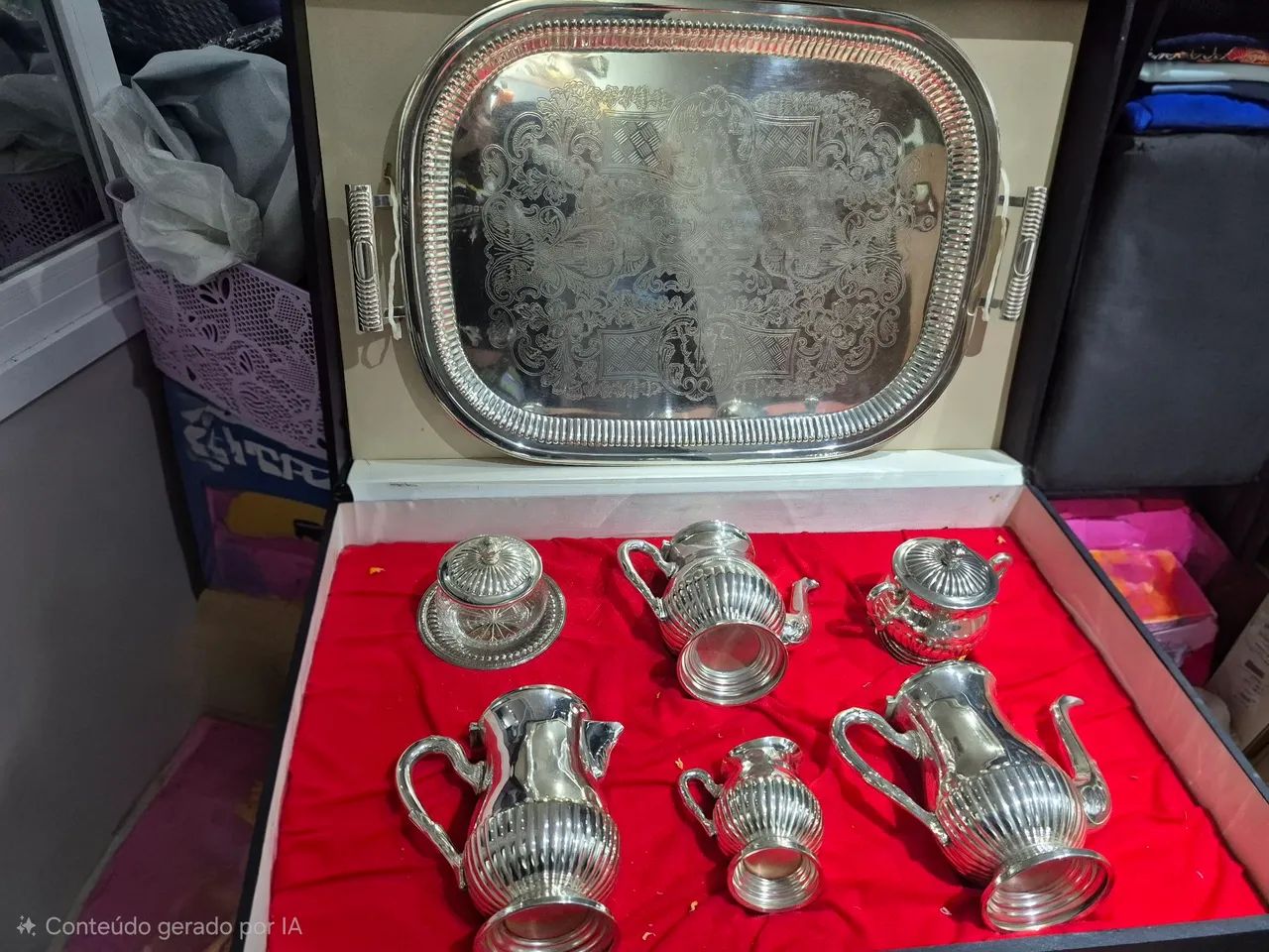 Lindo jogo café/chá espessurada a prata marca Belini