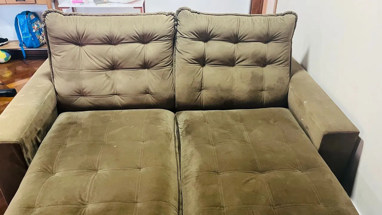 Sofá retrátil 2 lugares marrom reclinável  - Foto 2