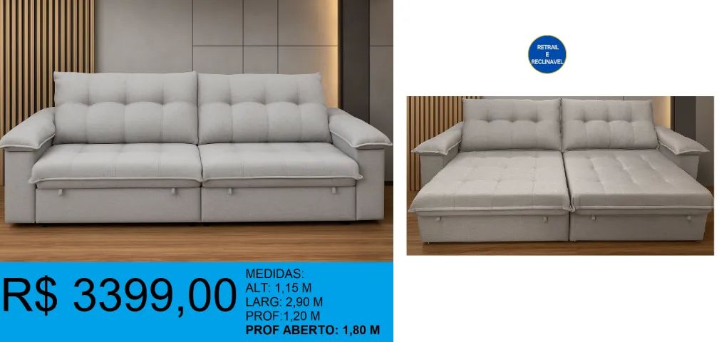 MEGA NOVIDADE sofá lindo linhão cinza - a pronta entrega 