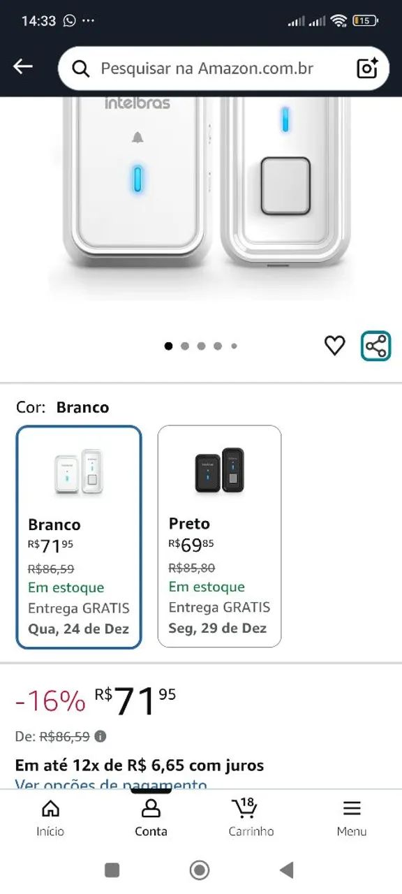 Campainha Sem Fio Intelbras CIB 101 - NOVA! - Foto 2