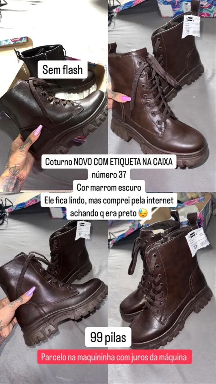 Coturno novo com etiqueta na caixa 37