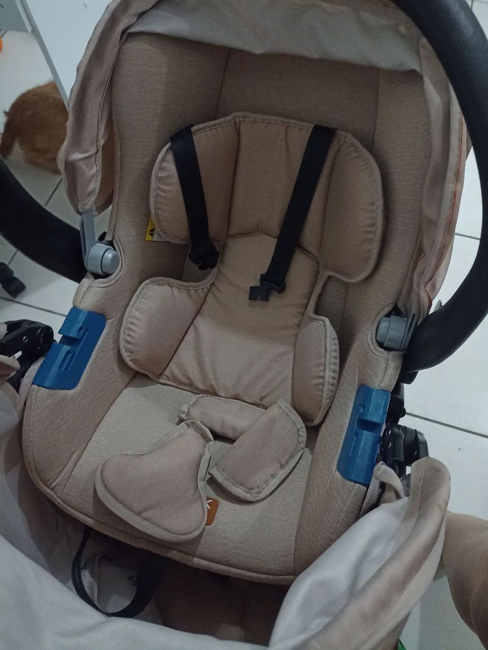 Travel System Burigotto Carrinho de Bebê com Bebê Conforto Ecco + Touring X Mon Amour Bege - Foto 5