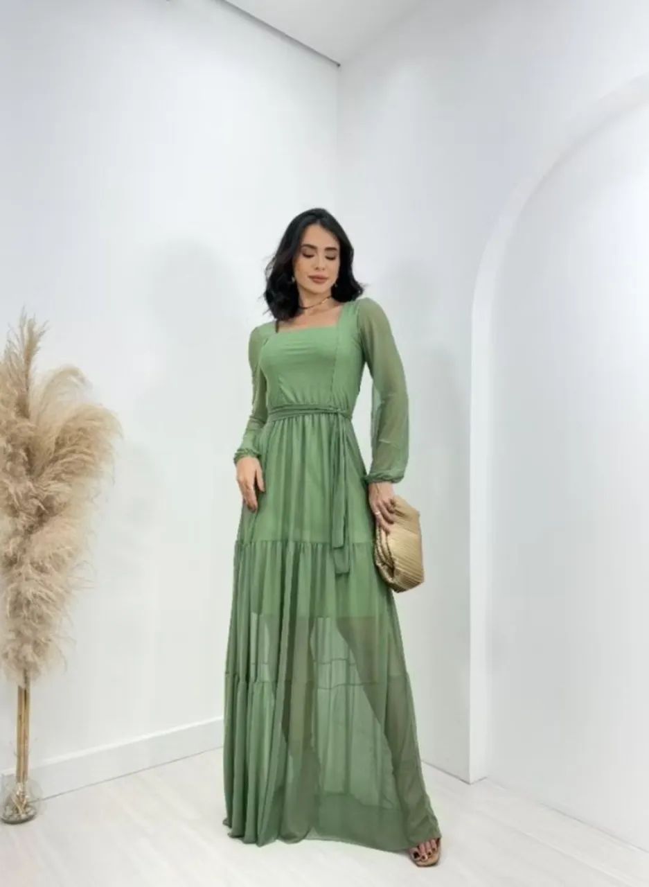 Vestido longo de tule Izzy