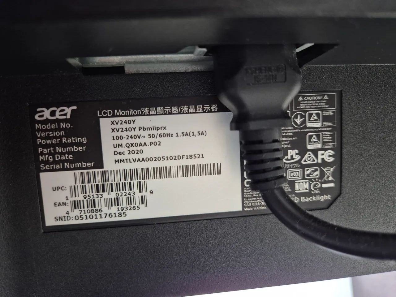 Monitor Gamer Acer Nitro XV240Y - Foto 2