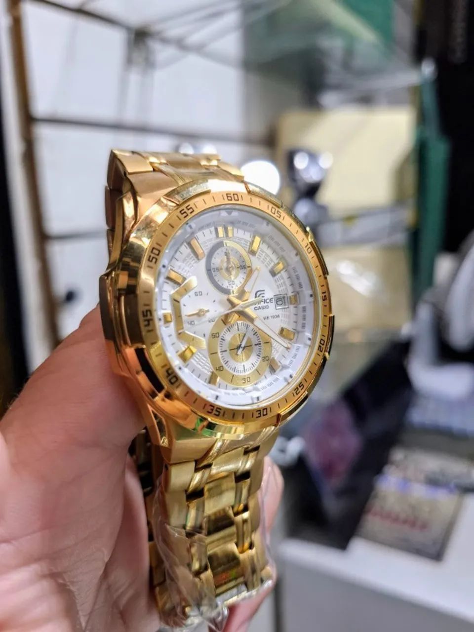 Relógio CASIO EDIFICE DOURADO CRONÓGRAFO FUNCIONAL  - Foto 4