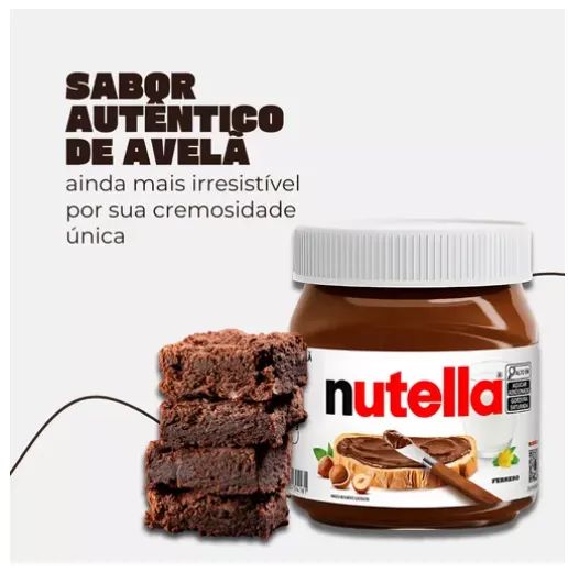 kit 3 potes de Nutella Creme De Avelã Com Cacau Pote Grande 650g - Foto 2