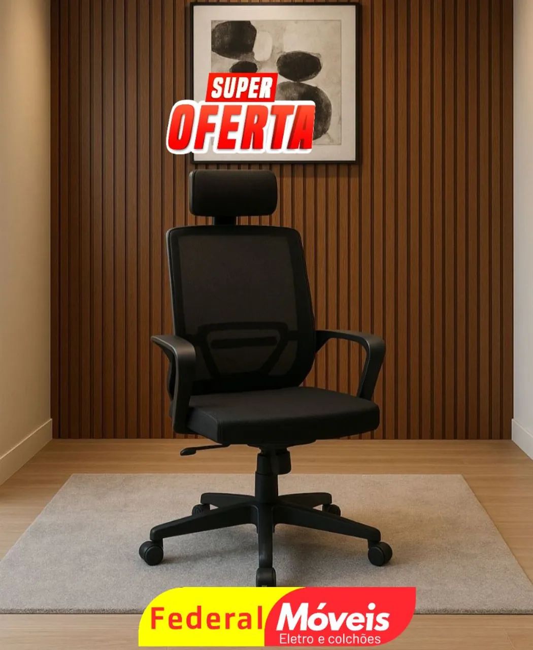 Cadeira Giratória Presidente com apoio de cabeça - Sofisticação e ergonomia!