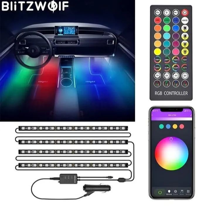 KIT LED AUTOMOTIVO RGBIC BLUETOOTH IMPORTADO, MARCA BLITZWOLF