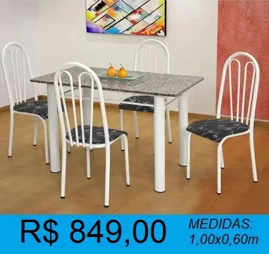 Mesa com 4 cadeiras granito - compre hoje e receba amanhã 