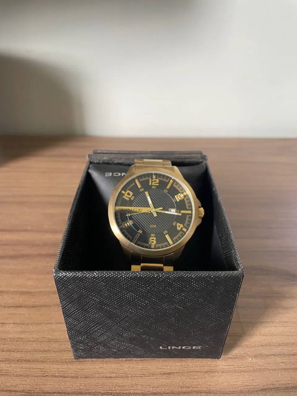 Relógio Lince Original MRG4271L Masculino Dourado com Caixa e