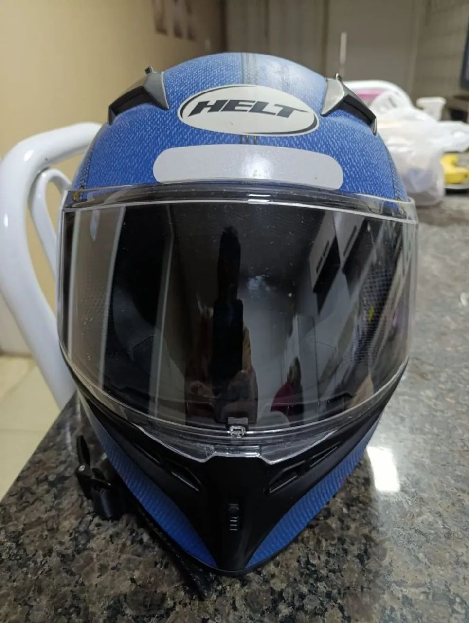Capacete Helt Integral Azul - Foto 2