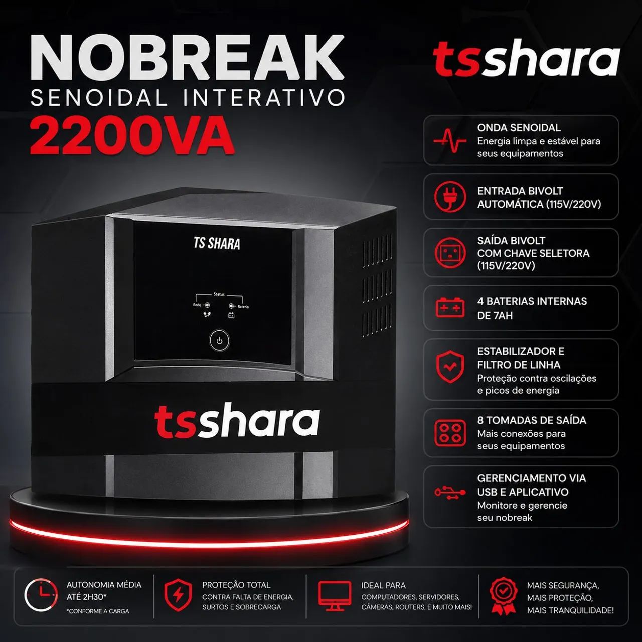 NOBREAK TS SHARA UPS SENOIDAL 2200VA