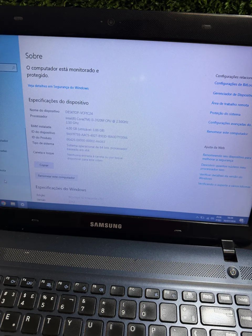 Notebook Samsung Core i3 4ram HD500 W10 Office Antivírus - Foto 5