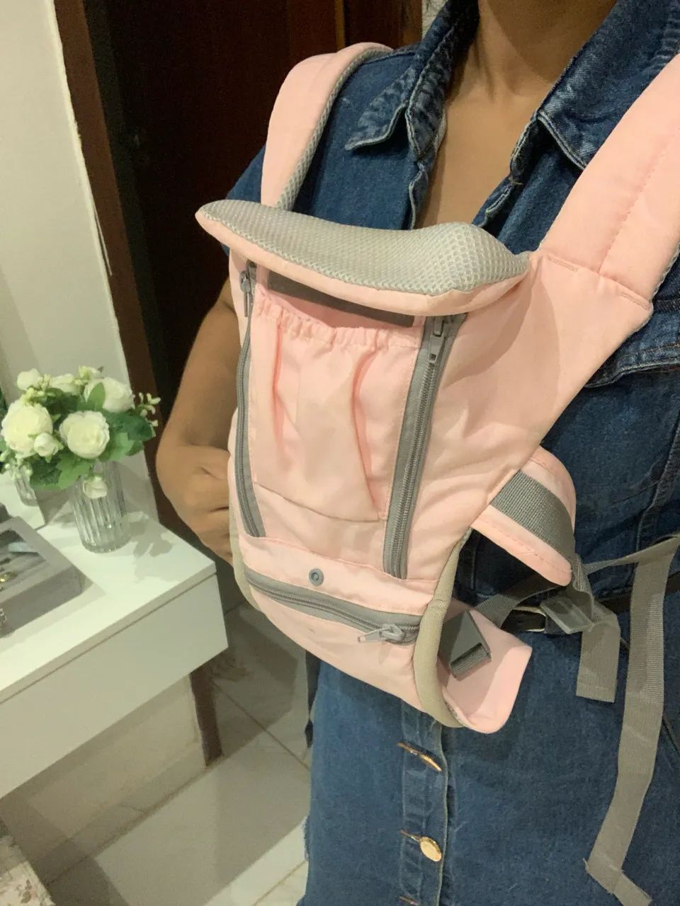 Bebe canguru ergonômico rosa 