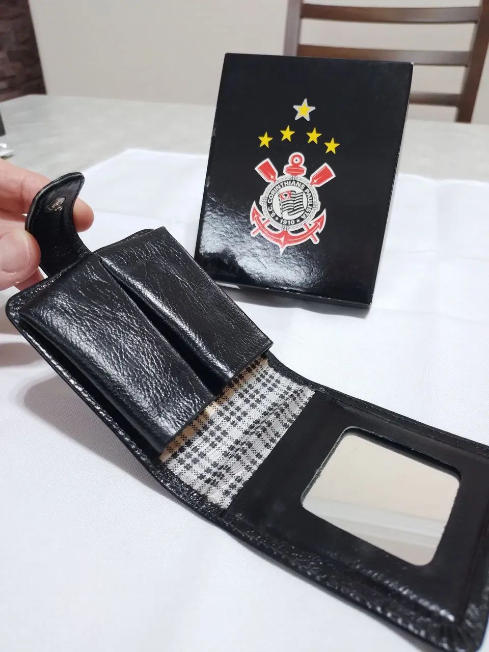 Porta Batons em couro com espelho Corinthians  - Foto 2