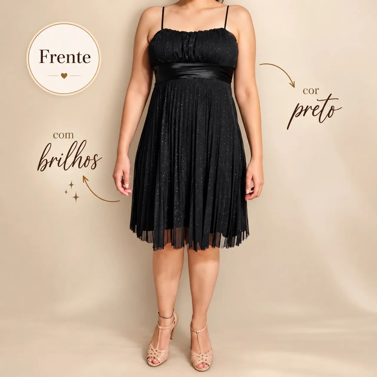 Vestido Preto Mid com Brilho