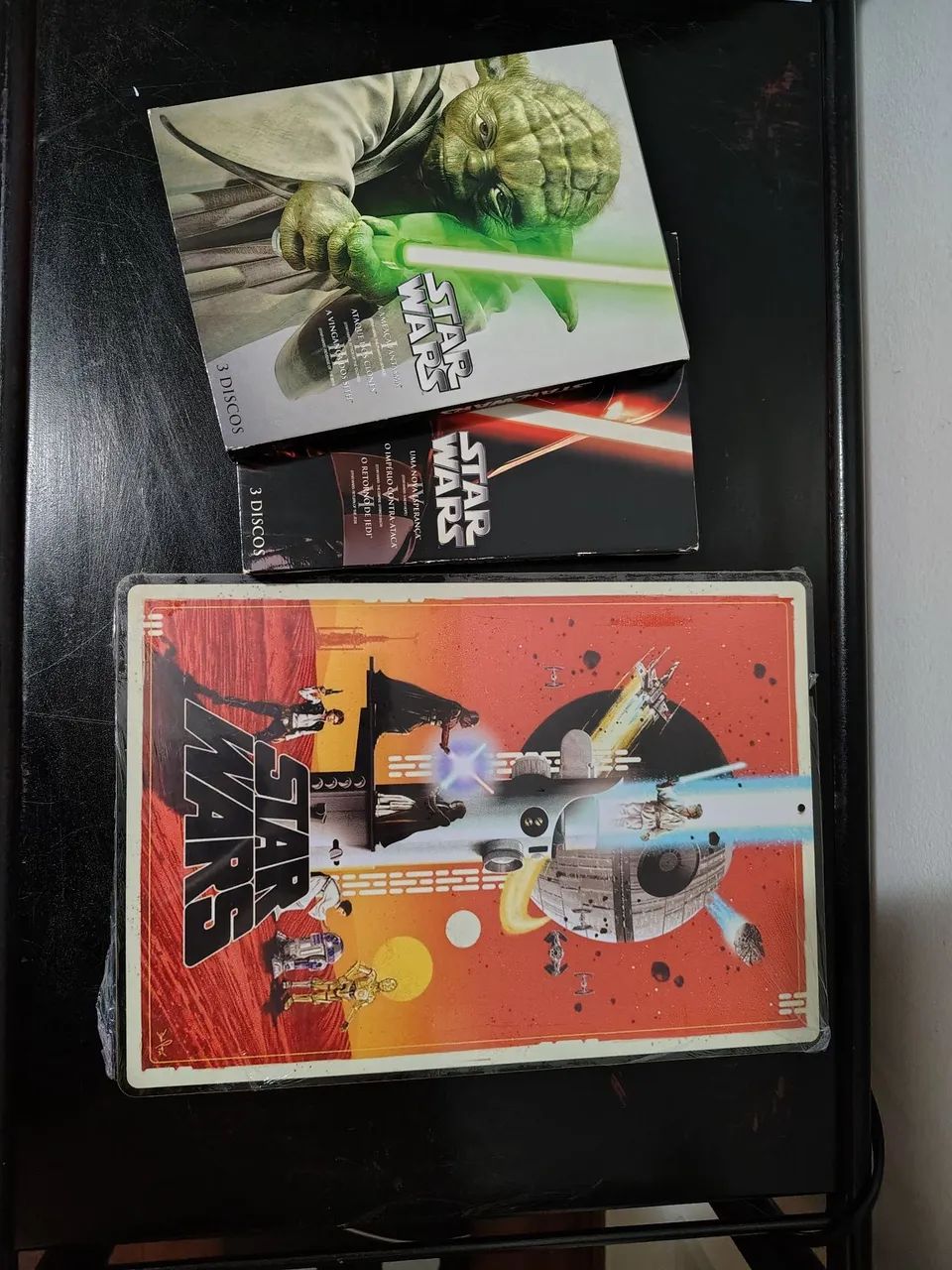 coleção star wars 6 dvds + placa decorativa - Foto 5