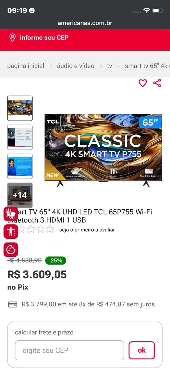 Smart tv 65 polegadas TCL modelo Classic  - Foto 4