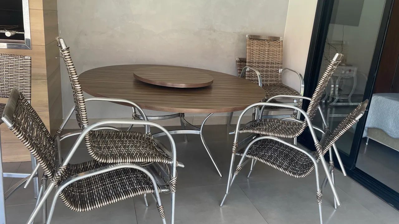 Mesa com 6 cadeiras dê alumínio e fibra - Foto 3