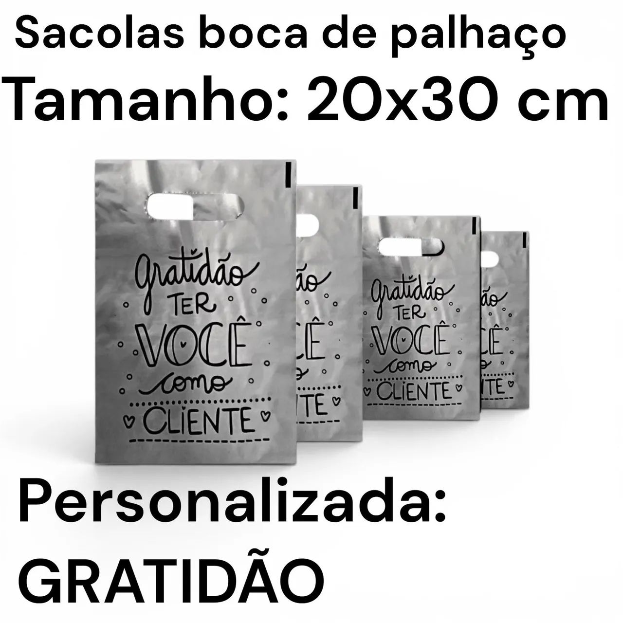 Sacolas personalizadas GRATIDÃO ao Cliente 30X20 cm 
