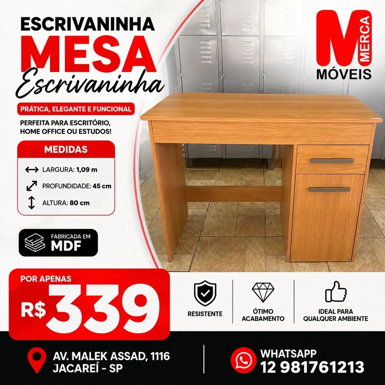  Mesa reta escrivaninha- Nova