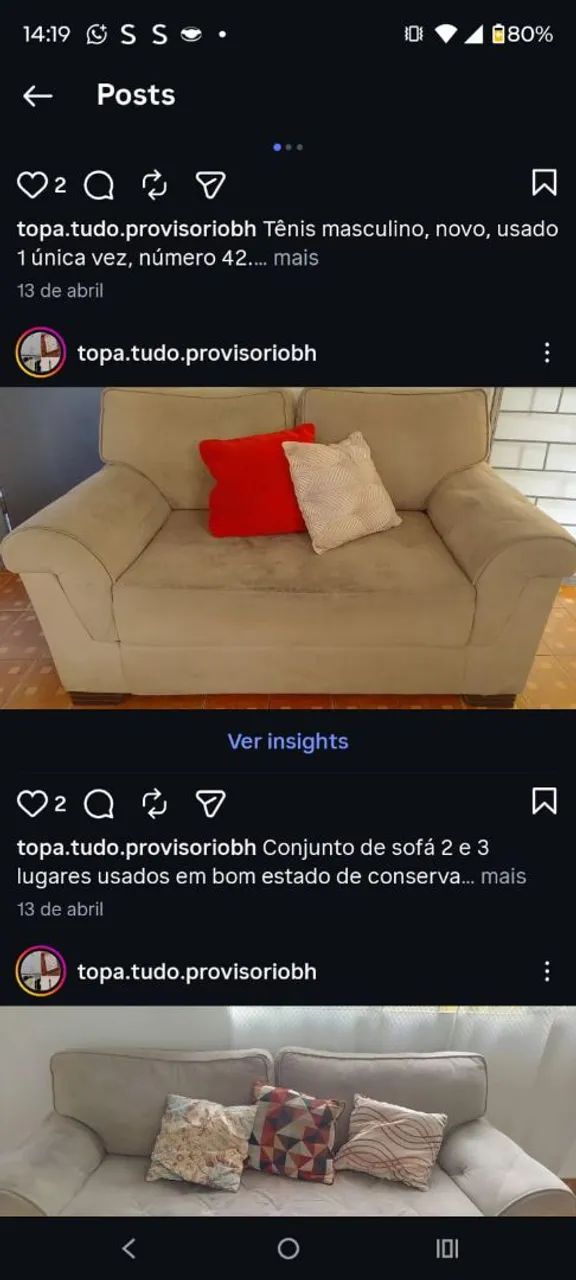 Conjunto  de sofá  seminovo  de 2 e 3 lugares - Foto 2