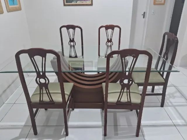 Mesa de Vidro 2m x 1,10m com 5 Cadeiras - Foto 2