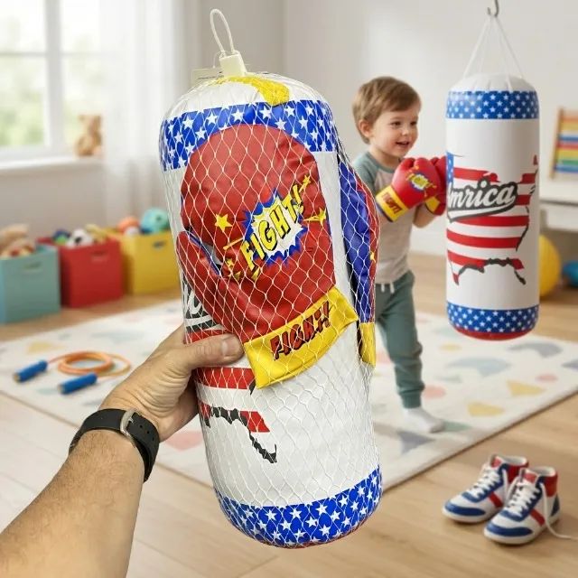 Kit Saco de Boxe Infantil Americano 32Cm com Luvas - Play Brink SM125364 HL-1651