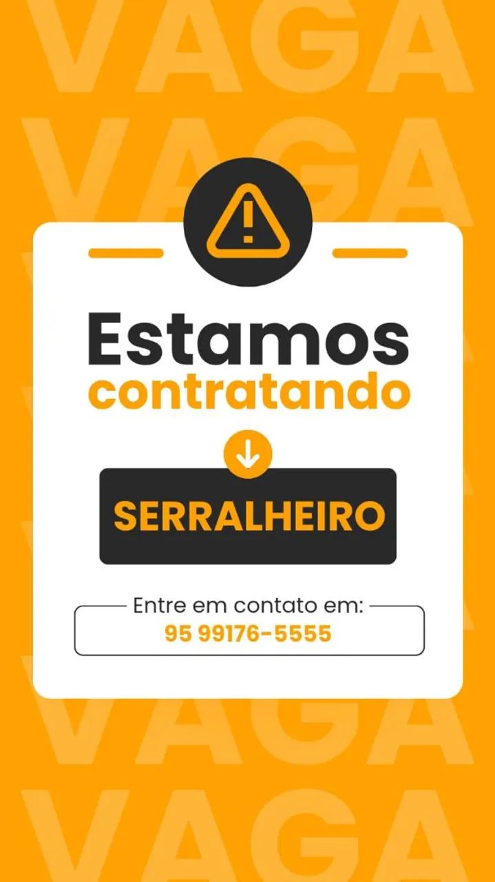 ESTAMOS CONTRATANDO SERRALHEIRO 