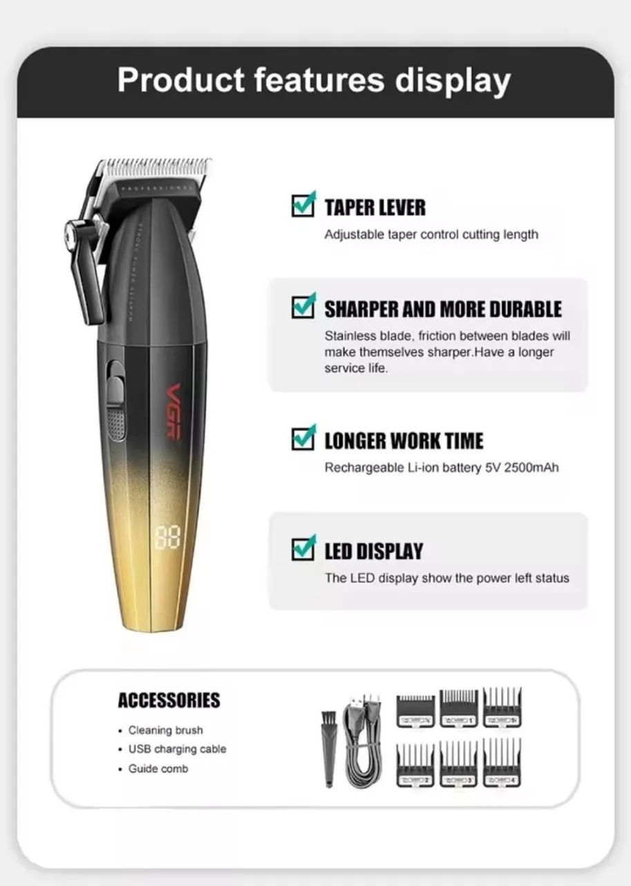 Máquina de Cortar Cabelo Profissional VGR profissional para barbeiros V-003<br> - Foto 3