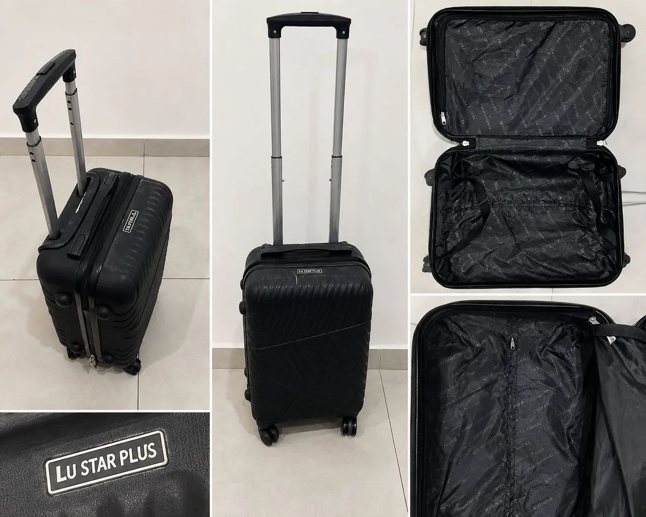 Mala de Viagem Lu Star Plus Preta com Rodas 360°