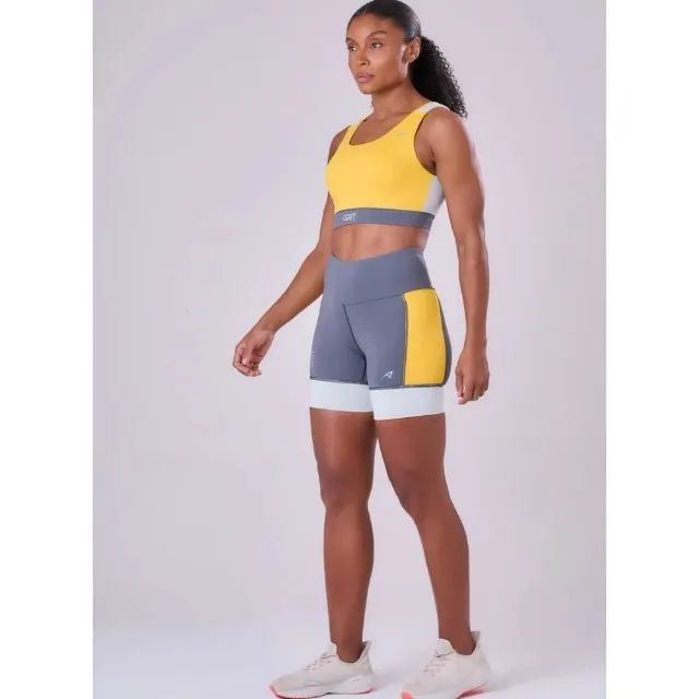 Bermuda AUTHEN Grit Bossa - 15cm - Cinza e amarelo