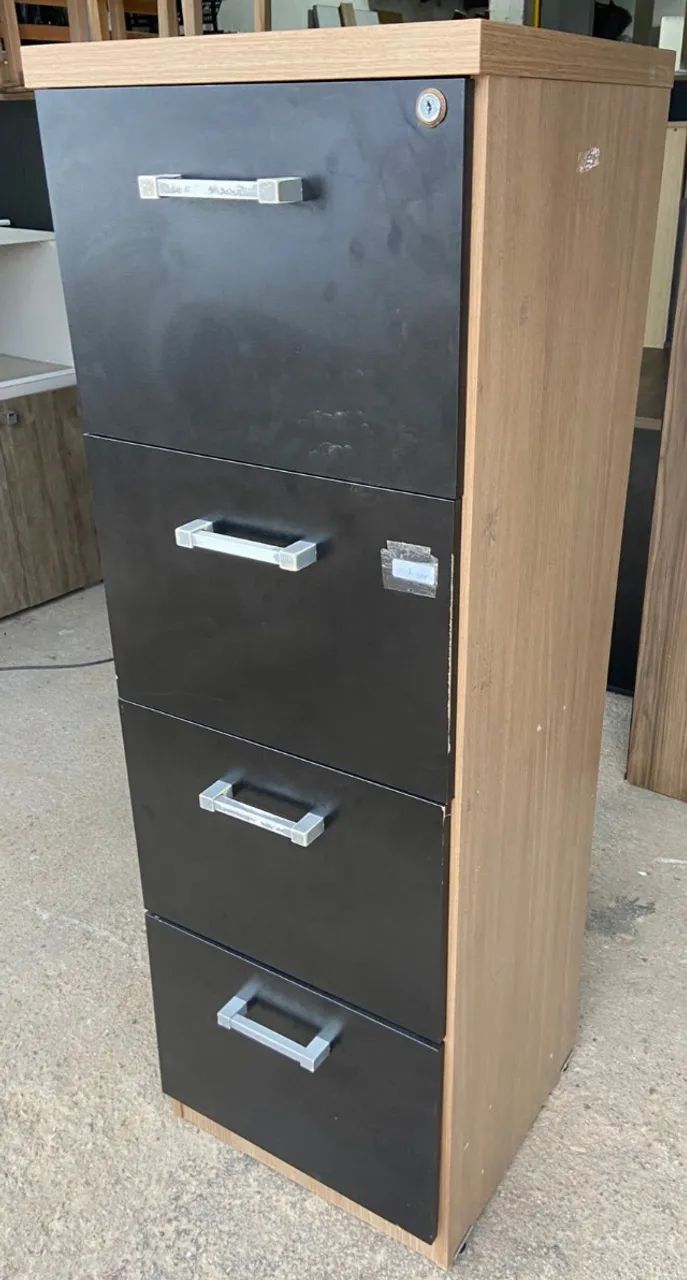 Arquivo de mdf, com 4 gavetas, marrom e preto. - Foto 4