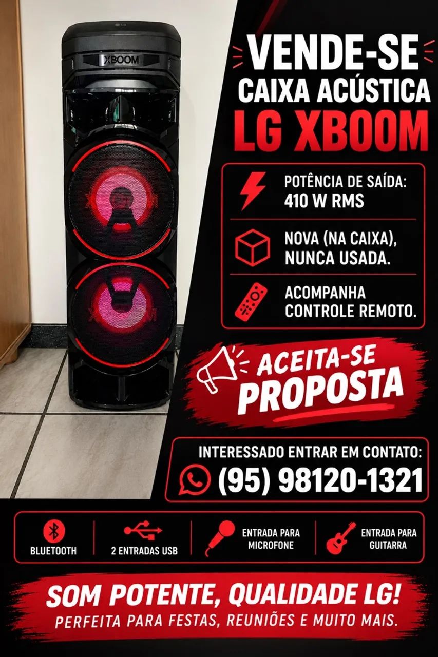Caixa de som acústica LG XBOOM