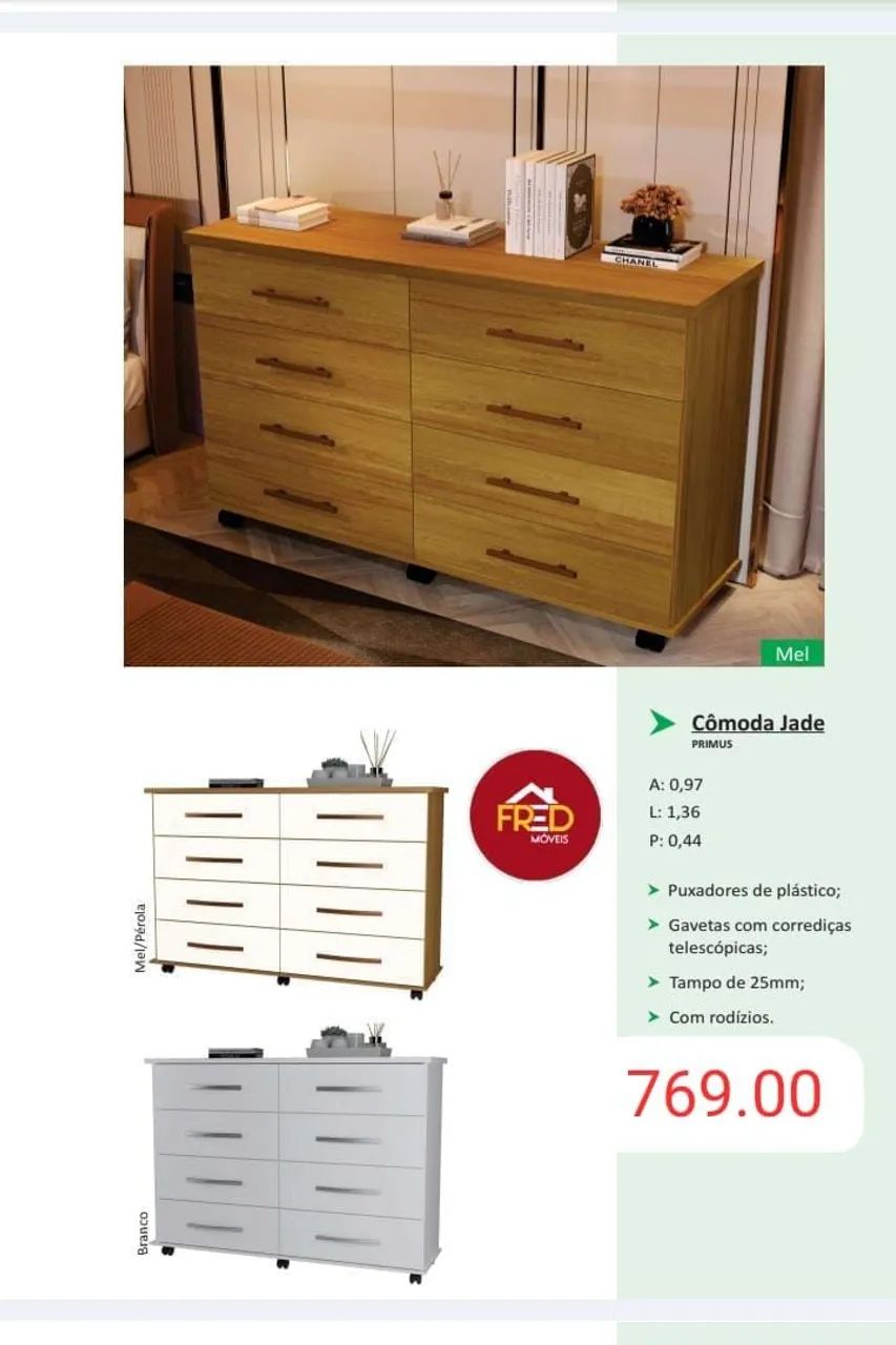 Cômoda jade 8 gavetas, entrega e monta  - Foto 5