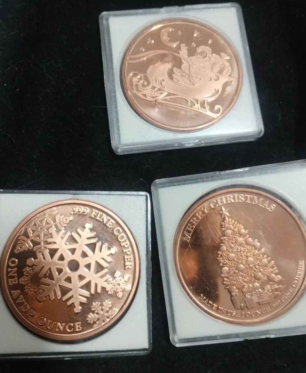 Três moedas de Fine Cooper 1 Ounce troy USA  - Foto 3