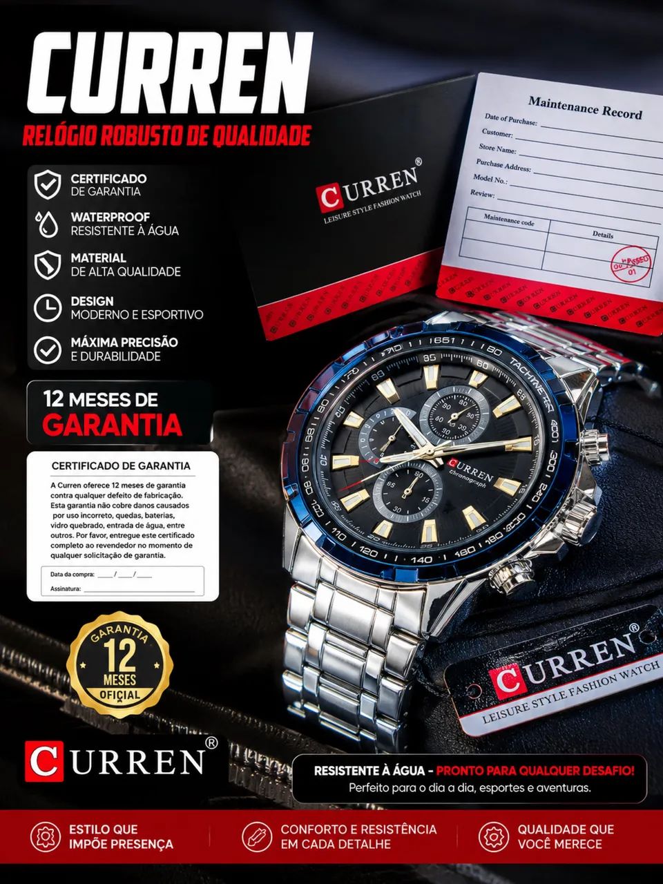 Relógio curren robusto de qualidade waterprof  - Foto 5