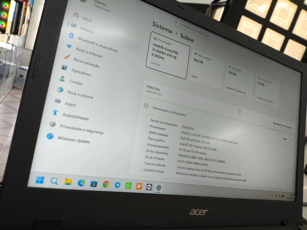 Notebook ACER Aspire E5-574 16GB RAM SSD 256GB - Foto 2