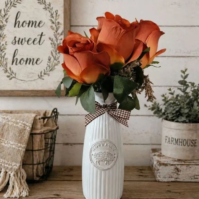 Vaso farmhouse com rosas