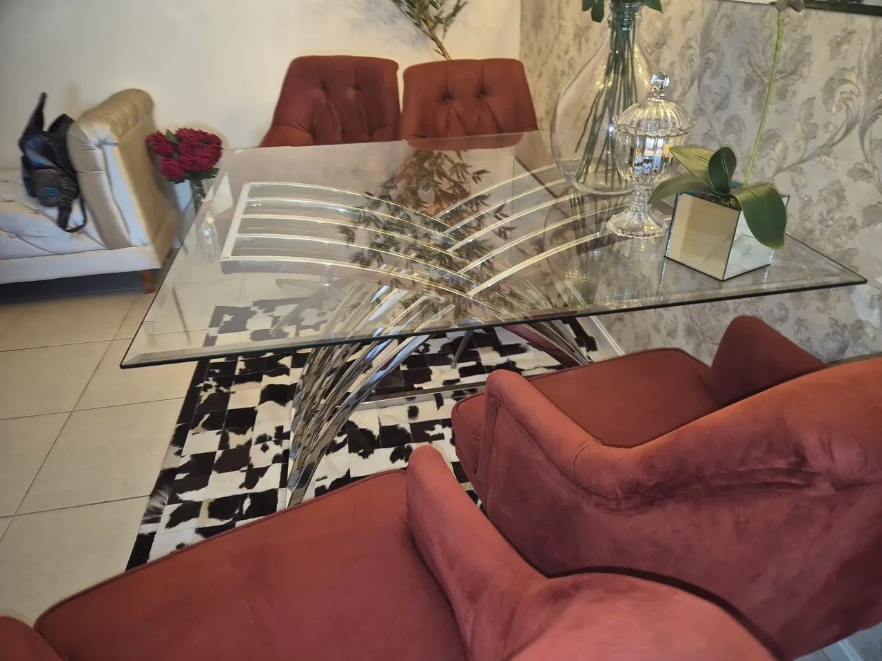 Mesa de vidro 1,20m x 1,20m