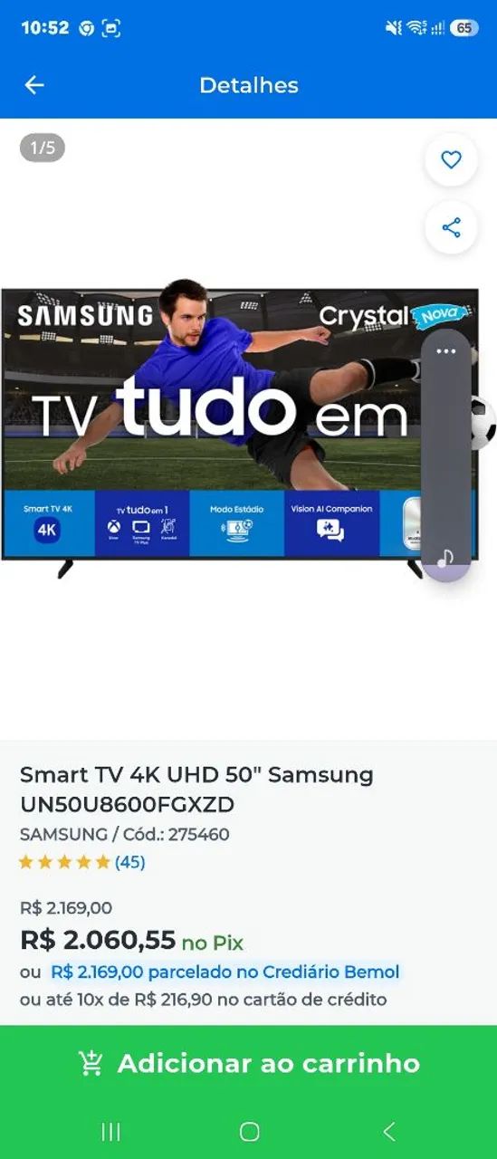 Tv 50" SANSUNG.  8 meses de uso. Com nota. - Foto 2