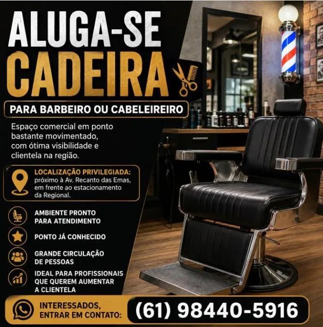 ALUGA-SE CADEIRA PARA BARBEIRO E CABELEIREIRO (A)
